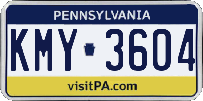 PA license plate KMY3604