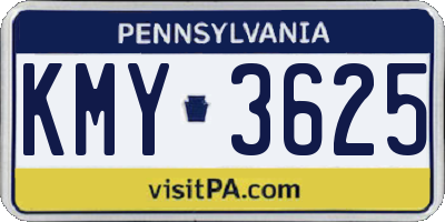 PA license plate KMY3625