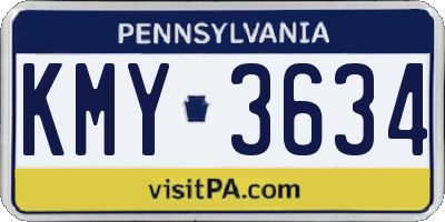 PA license plate KMY3634