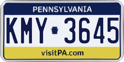 PA license plate KMY3645