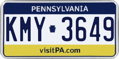 PA license plate KMY3649