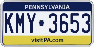 PA license plate KMY3653