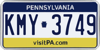 PA license plate KMY3749