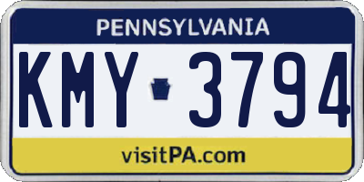 PA license plate KMY3794