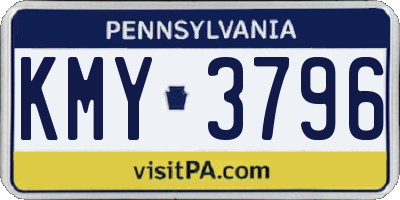 PA license plate KMY3796