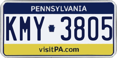 PA license plate KMY3805
