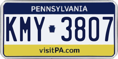 PA license plate KMY3807