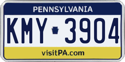 PA license plate KMY3904