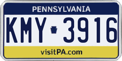 PA license plate KMY3916