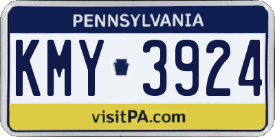 PA license plate KMY3924