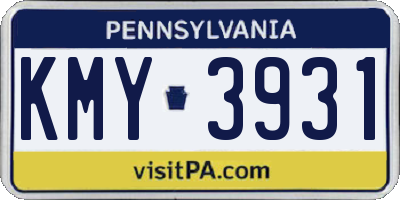 PA license plate KMY3931