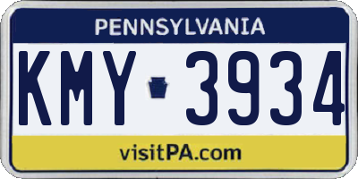 PA license plate KMY3934