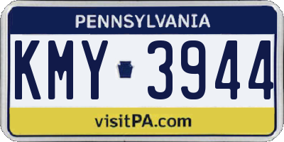 PA license plate KMY3944