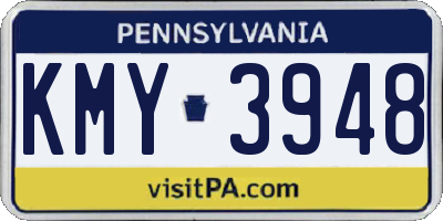 PA license plate KMY3948