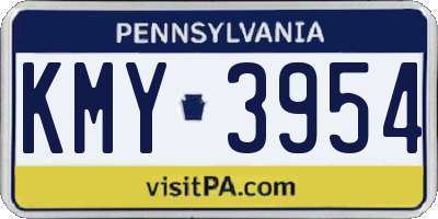 PA license plate KMY3954