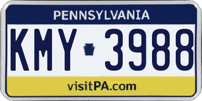 PA license plate KMY3988
