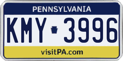 PA license plate KMY3996