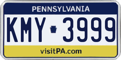 PA license plate KMY3999
