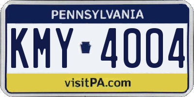 PA license plate KMY4004