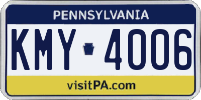 PA license plate KMY4006
