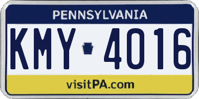 PA license plate KMY4016