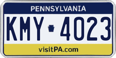 PA license plate KMY4023
