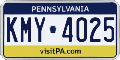 PA license plate KMY4025