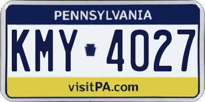 PA license plate KMY4027