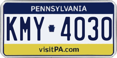 PA license plate KMY4030