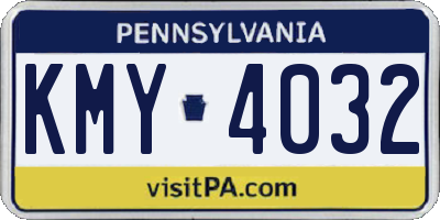 PA license plate KMY4032