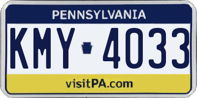 PA license plate KMY4033
