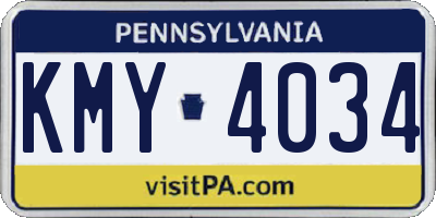 PA license plate KMY4034