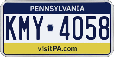 PA license plate KMY4058