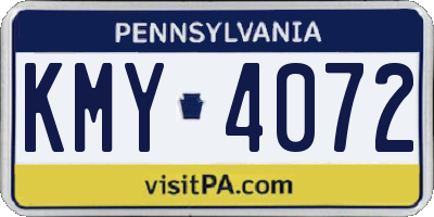 PA license plate KMY4072