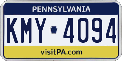 PA license plate KMY4094