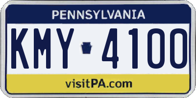 PA license plate KMY4100