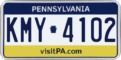 PA license plate KMY4102