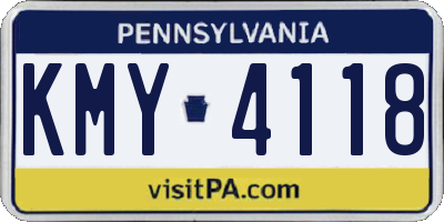 PA license plate KMY4118