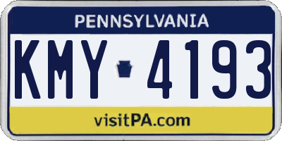PA license plate KMY4193