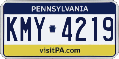 PA license plate KMY4219