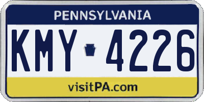 PA license plate KMY4226