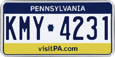 PA license plate KMY4231