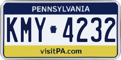 PA license plate KMY4232