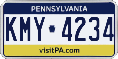 PA license plate KMY4234