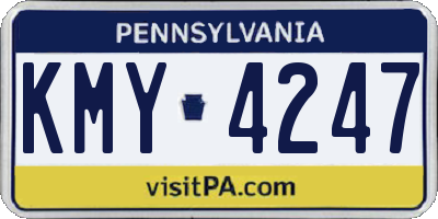 PA license plate KMY4247