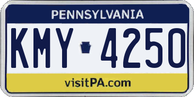 PA license plate KMY4250