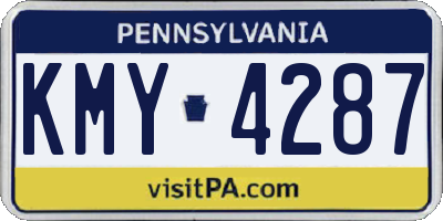 PA license plate KMY4287