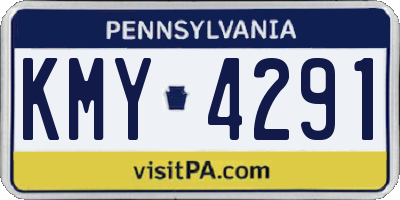 PA license plate KMY4291