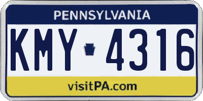 PA license plate KMY4316