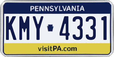 PA license plate KMY4331